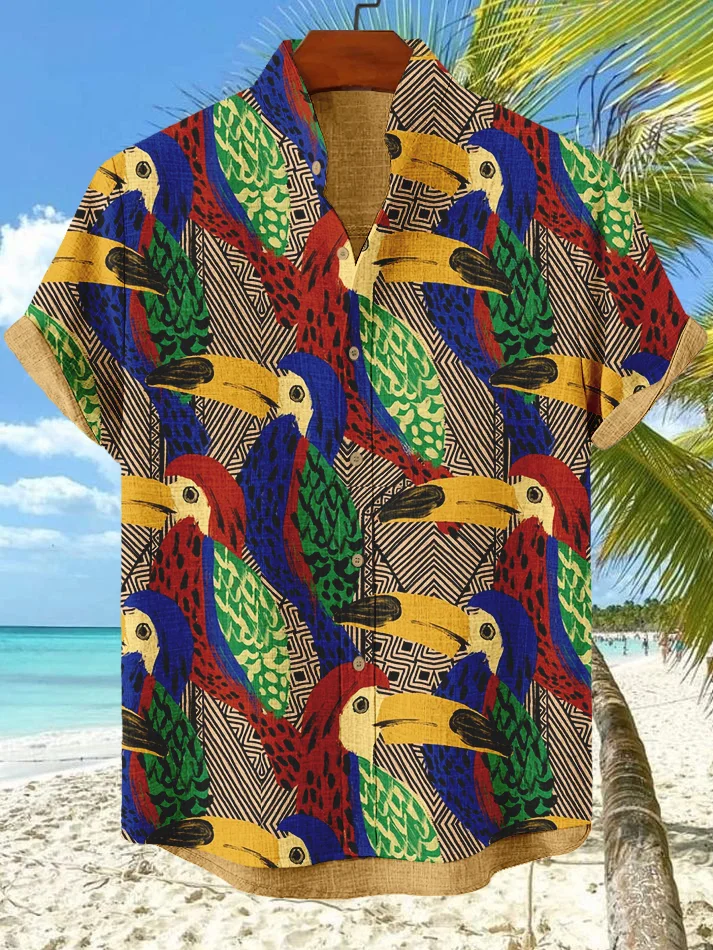 Men's Toucan Bird All Over Print Short Sleeve Shirt