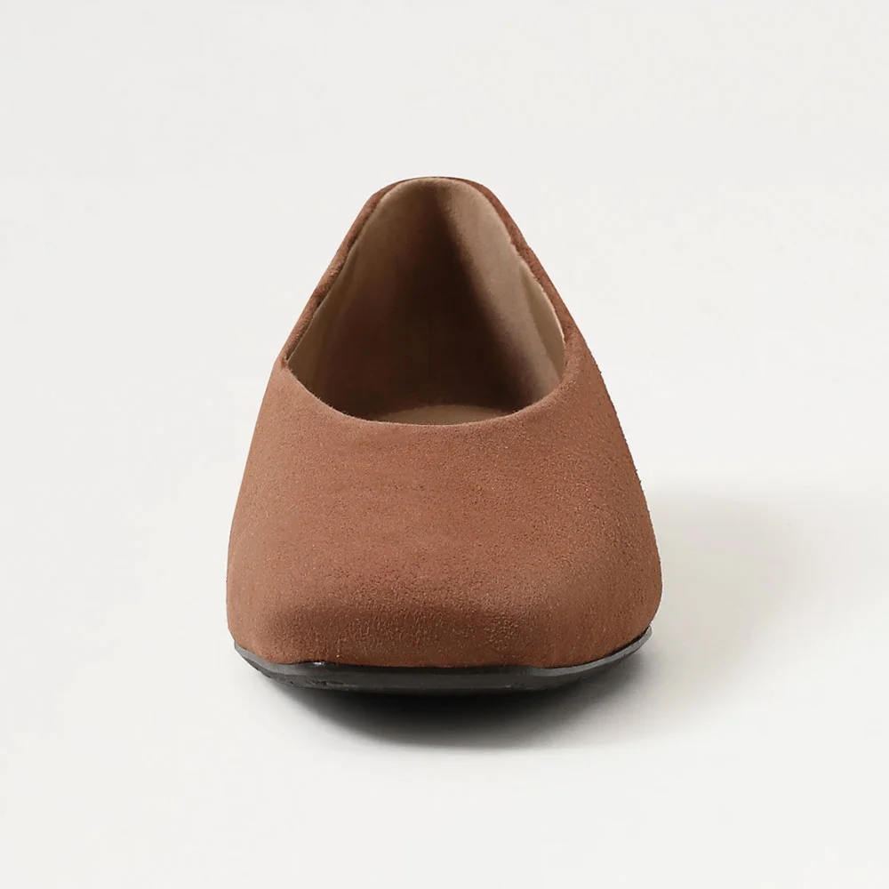 Brown Vegan Suede Closed Toe Flat Business Casual Shoes for Women