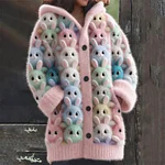 Lovely Colorful Fuzzy Bunny Cozy Hooded Cardigan - Image 2
