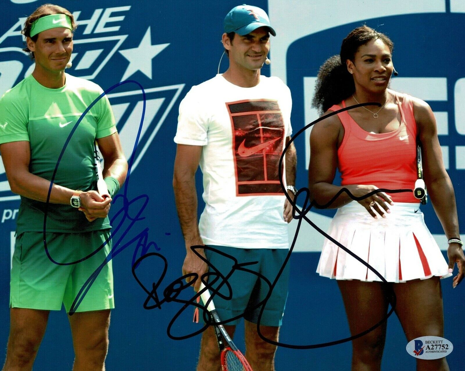 Rafael Nadal Roger Federer & Serena Williams signed 8x10 Photo Poster painting! Beckett BAS! 151