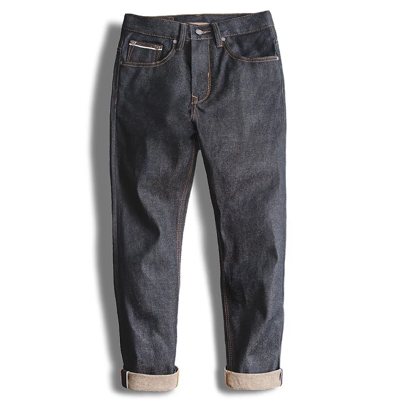 Aonga  Autumn Outfits   Workwear Men's Blue Straight Jeans Sizes 28 To 38 Disposable Raw Woven Oversize Denim Jean Amekaji Cotton Denim Pants