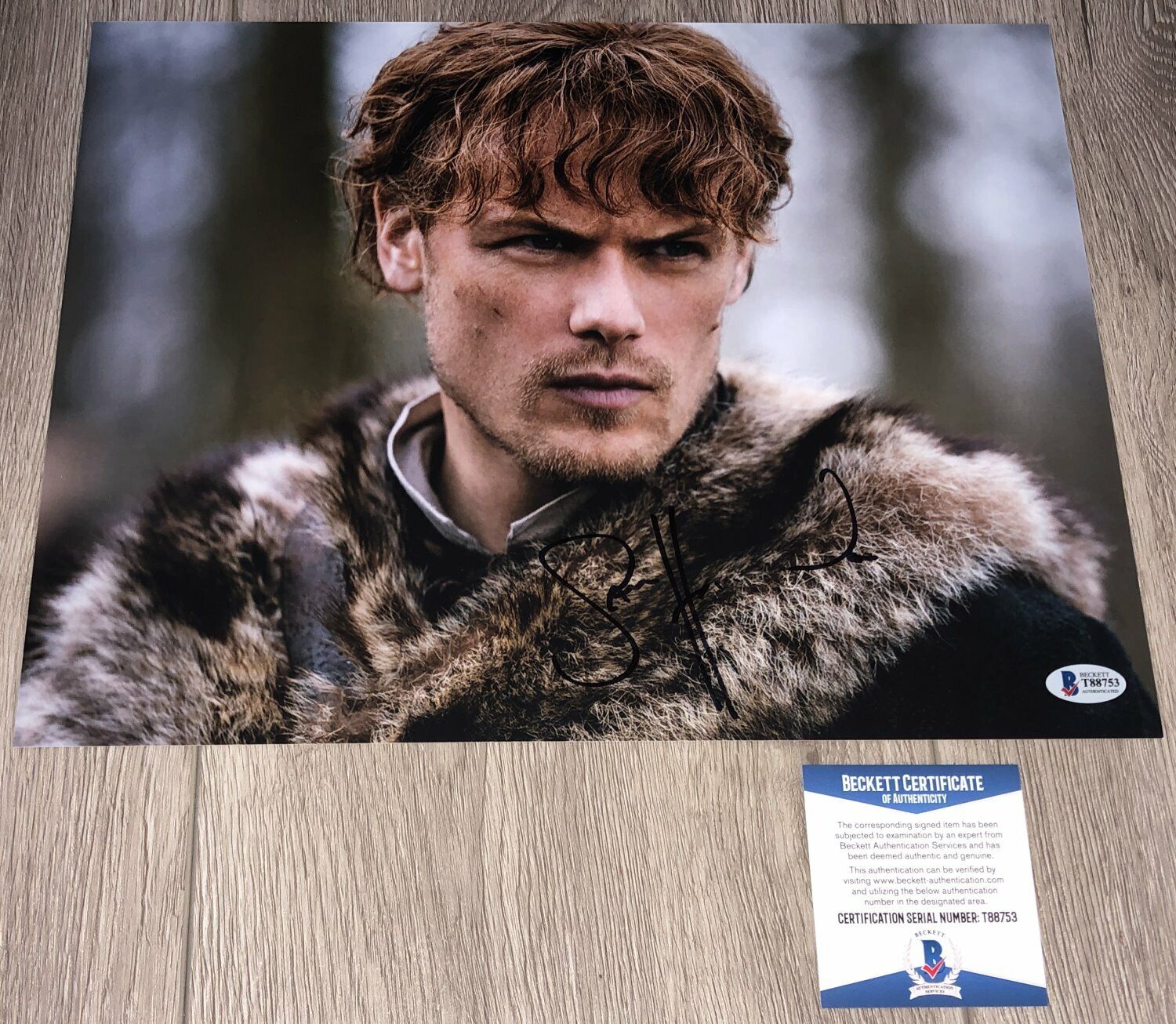 SAM HEUGHAN SIGNED AUTOGRAPH OUTLANDER 11x14 Photo Poster painting B w/PROOF & BECKETT BAS COA