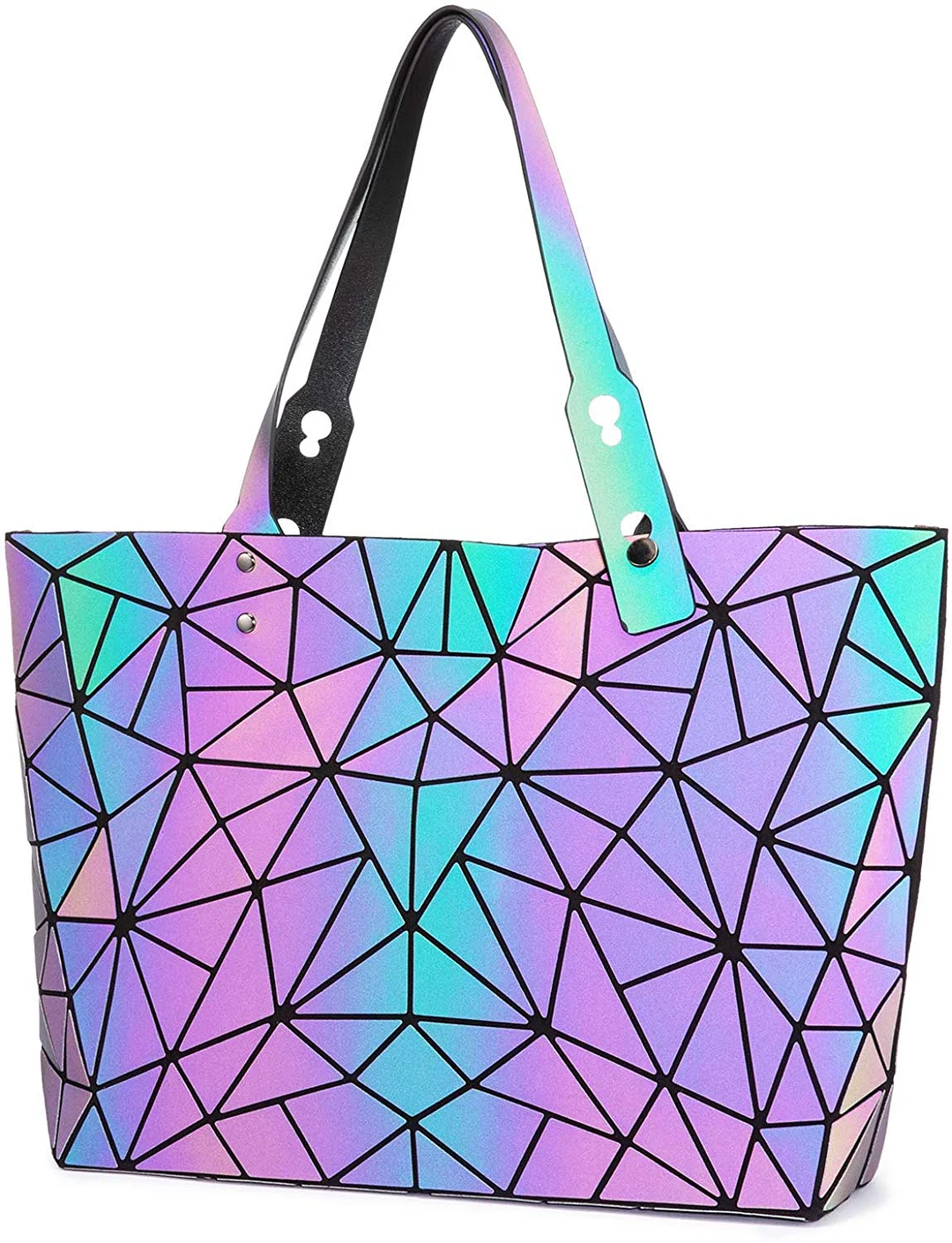 Womens Geometric Luminous Purses and Handbags Holographic Reflective Crossbody Bag Wallet