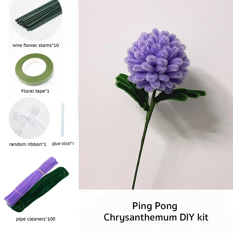 DIY Pipe Cleaners Kit - Ping Pong Chrysanthemum