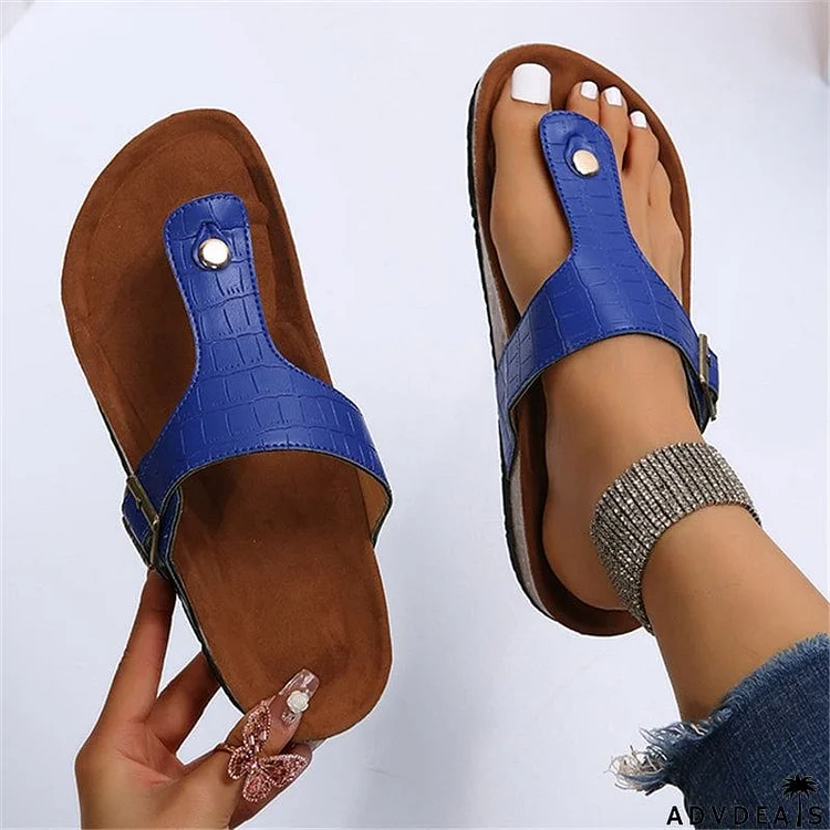 Solid Color Flat Heel Flip Flops For Women