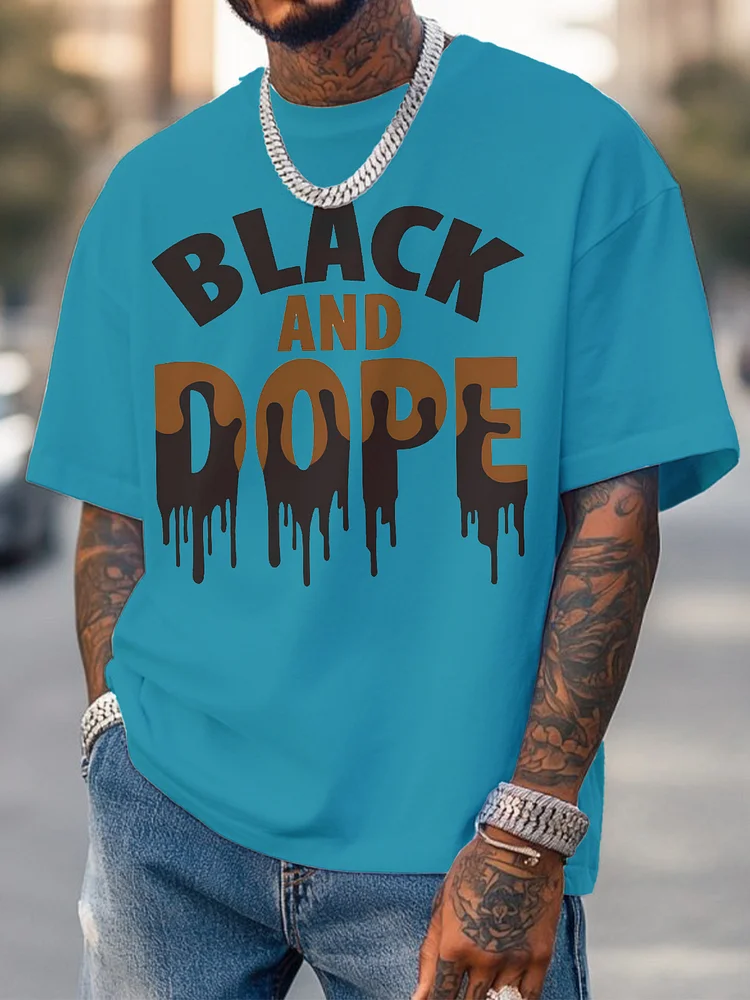 Men's Black And Dope Print Cotton Casual T-Shirt