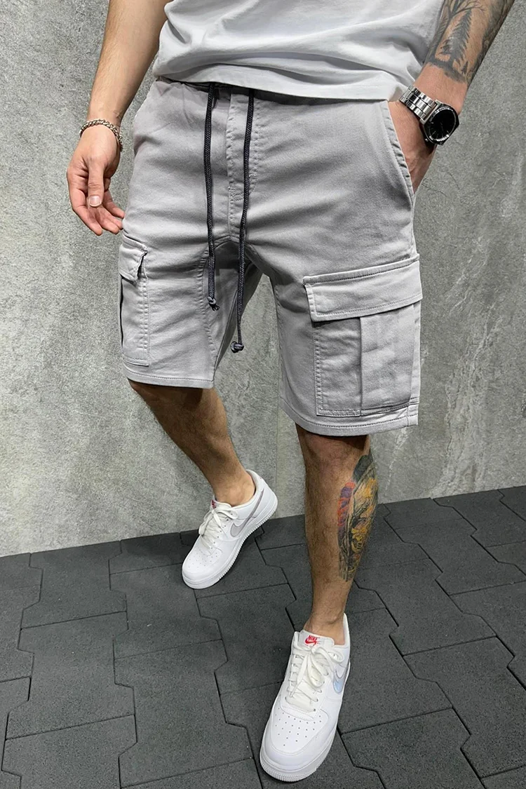 Casual Solid Color Cargo Five Points Shorts