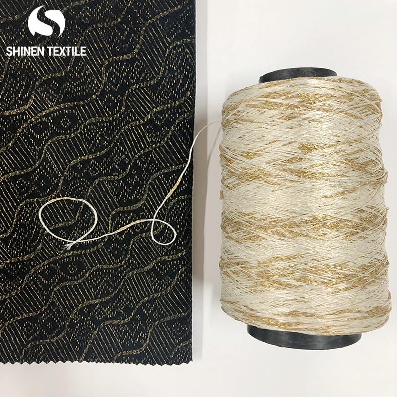 180G 95%polyester 5%spandex Black and gold wave pattern bronzing gold wire Roma knit foil fabric