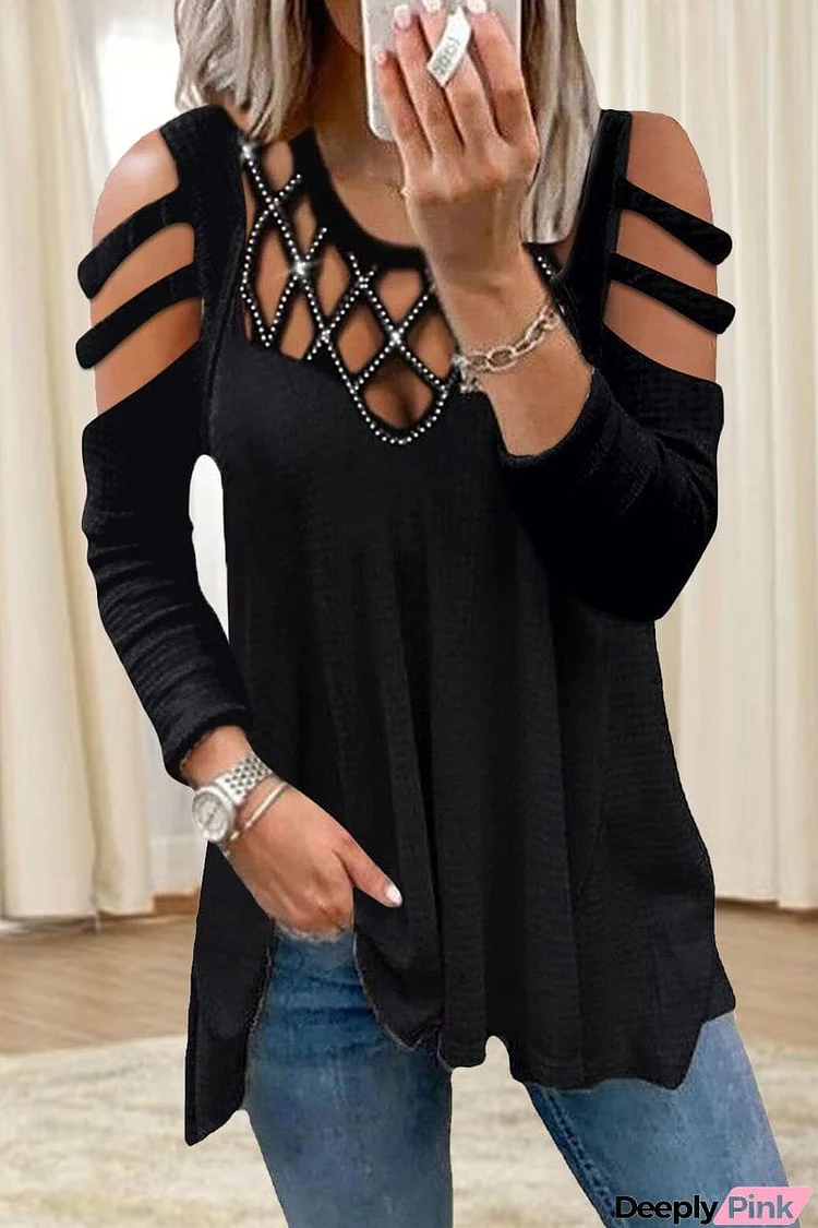 Casual Solid Patchwork Hot Drill O Neck Tops