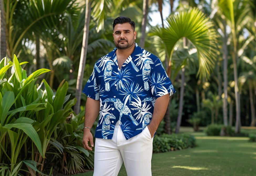 big and tall men's versatile printed Hawaiian shirts