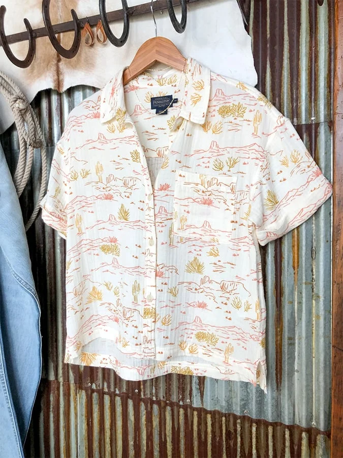 Women's Retro Western Print Shirt