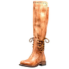 Retro Solid Color Rivets Flat Zip Long Boots
