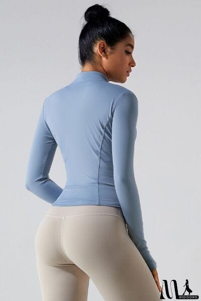 MidiSono - Zip Up Mock Neck Active Outerwear