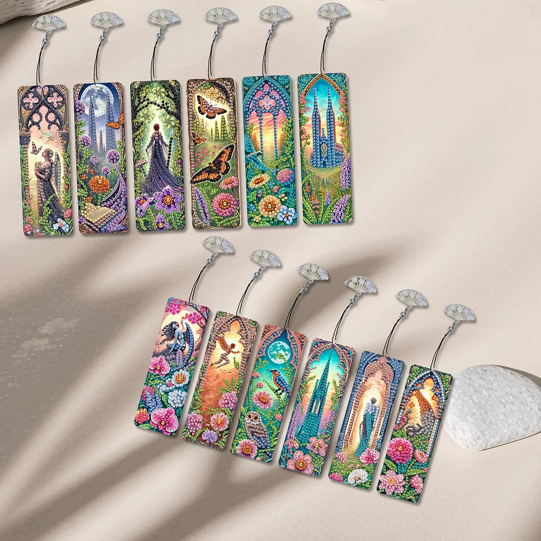 12Pcs Fairies and Flowers DIY Diamond Painting Bookmarks for Reading Enthusiasts