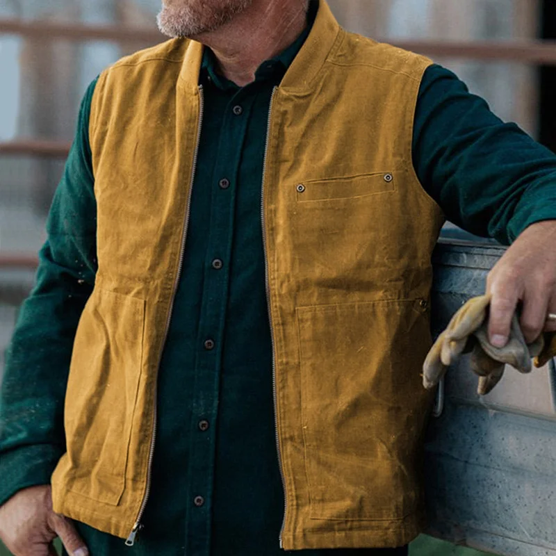 Casual Vintage Zip Western Vest