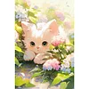 (40*60cm)White Cat on The Floor - Full Round Drill Diamond Painting