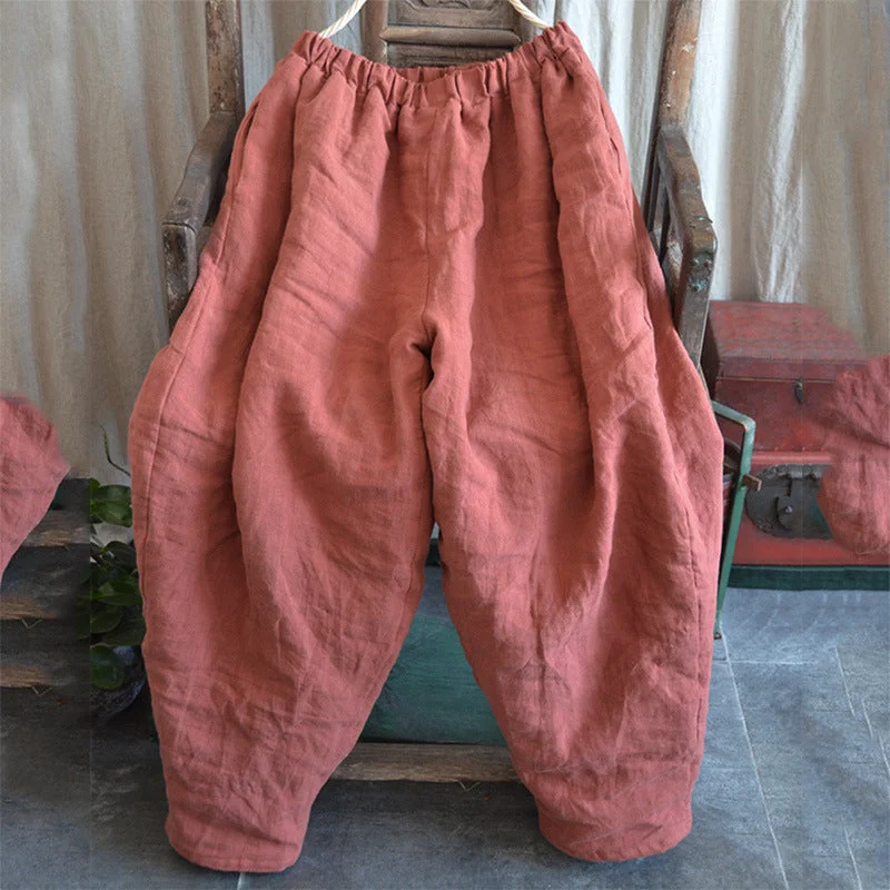 Quilted Loose Retro Linen Pants