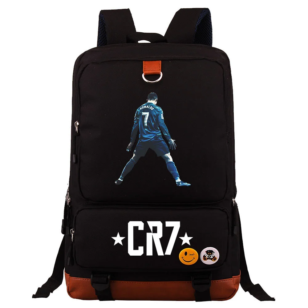 Buzzdaisy Cristiano Ronaldo Printed Square Backpack - Large Capacity and Laptop Compartment