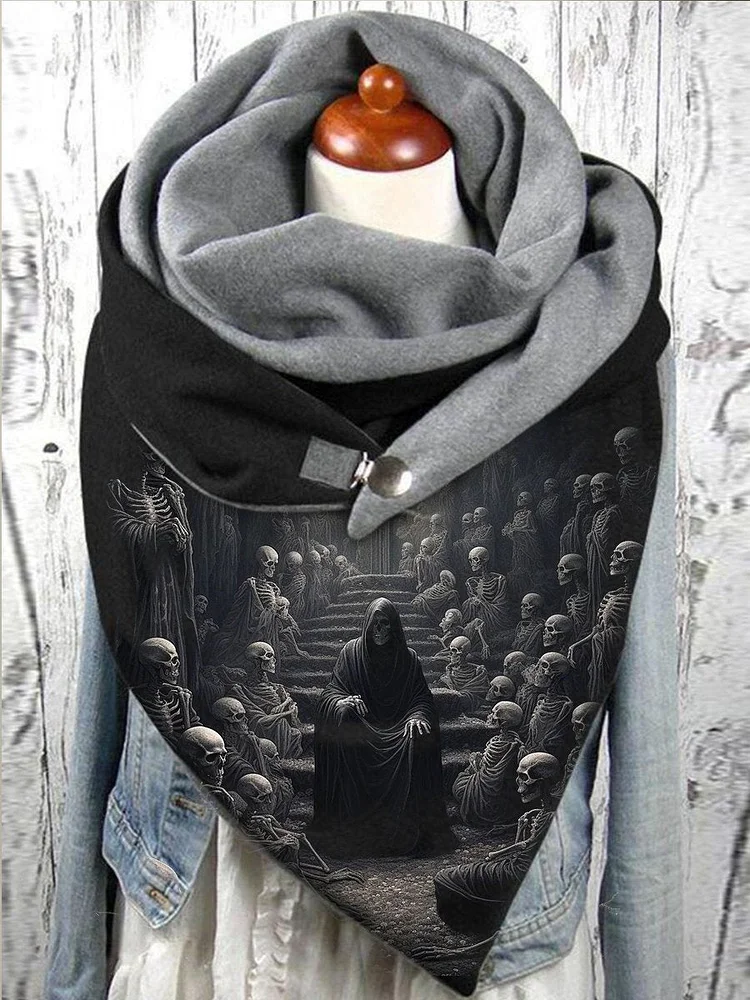 Women's Artistic Halloween Grim Reaper Skeleton Scarf