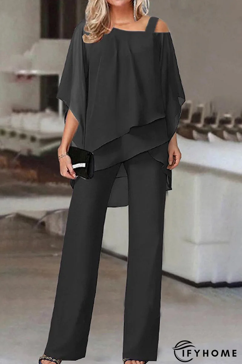 Casual Solid Patchwork Oblique Collar Two Pieces(5 Colors) | IFYHOME