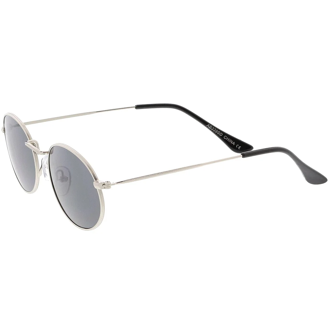 Small Metal Oval glasses Slim Arms Neutral Colored Lens 51mm