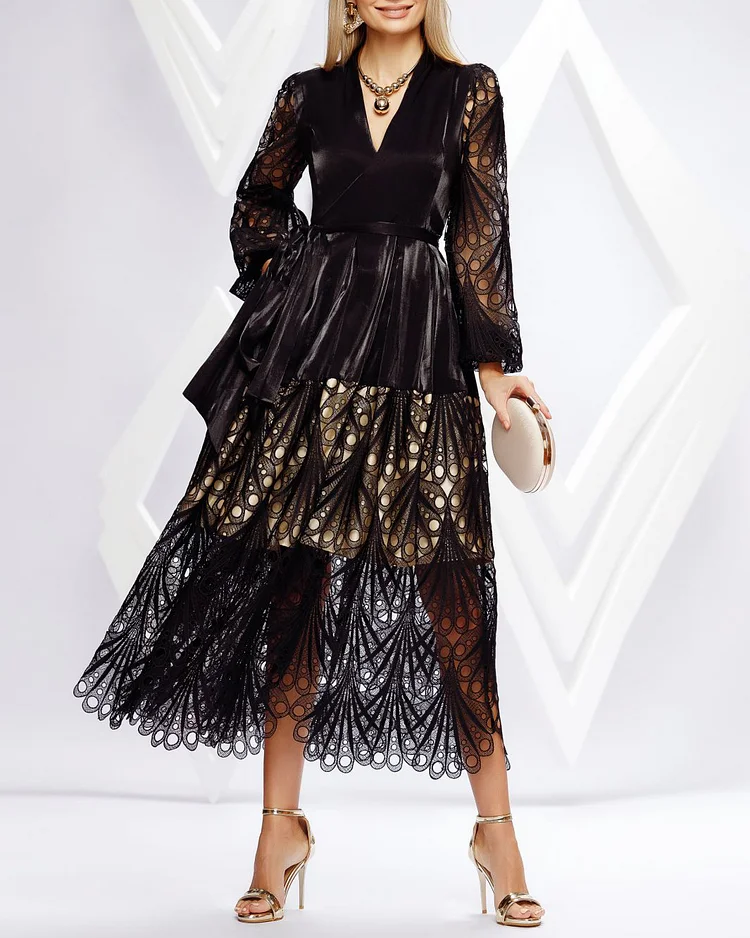 Lace Panel Cutout Fashion Dress
