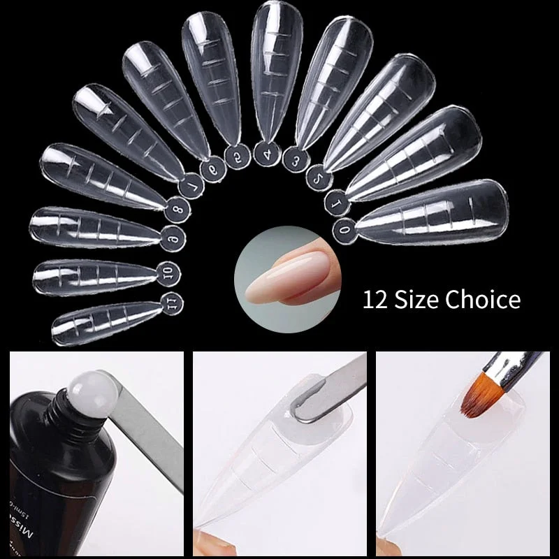 20/60Pcs Extension False Nail Tips Full Cover Sculpted Nail Tips Fake Finger UV Gel Polish Assistant Tools Quick Building Mold-Nail Inspo