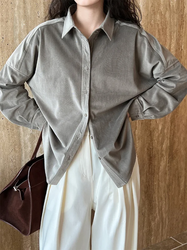 Minimalist Corduroy Long Sleeve Shirt