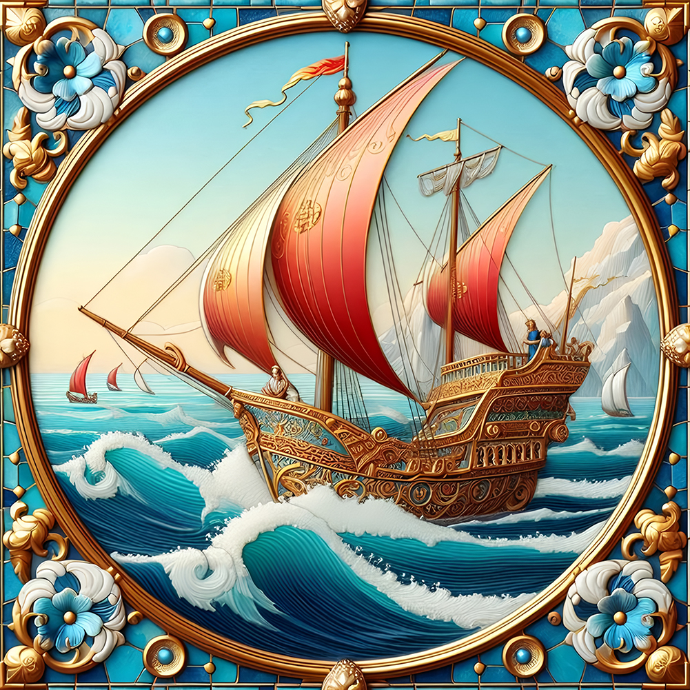 Sailboat Diary 40*40cm(canvas) full round drill diamond painting