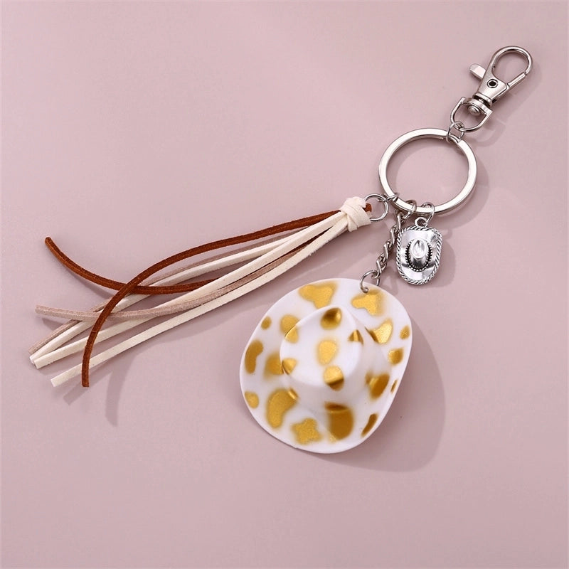 Casual Preppy Style Minimalist Hat Alloy Plastic Tassel Bag Pendant Keychain