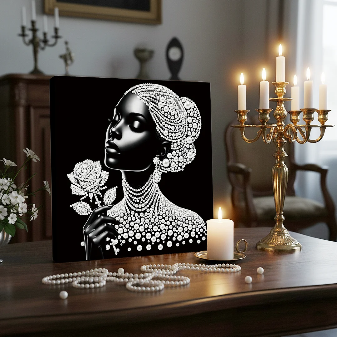 Rose Girl - DIY Pearl Diamond Art Kit With Frame 25*25cm