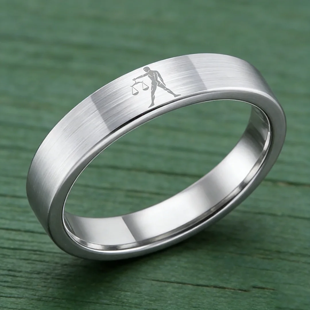 Men Women Sliver Libra Tungsten Carbide Rings Couple Wedding Band Flat Top Comfort Fit 4MM 6MM 8MM