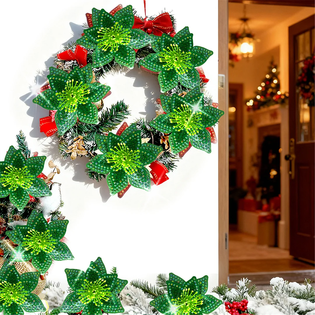 8Pcs 3D Green Artificial Flowers DIY Desktop Diamond Art Kit Adults Home Decor