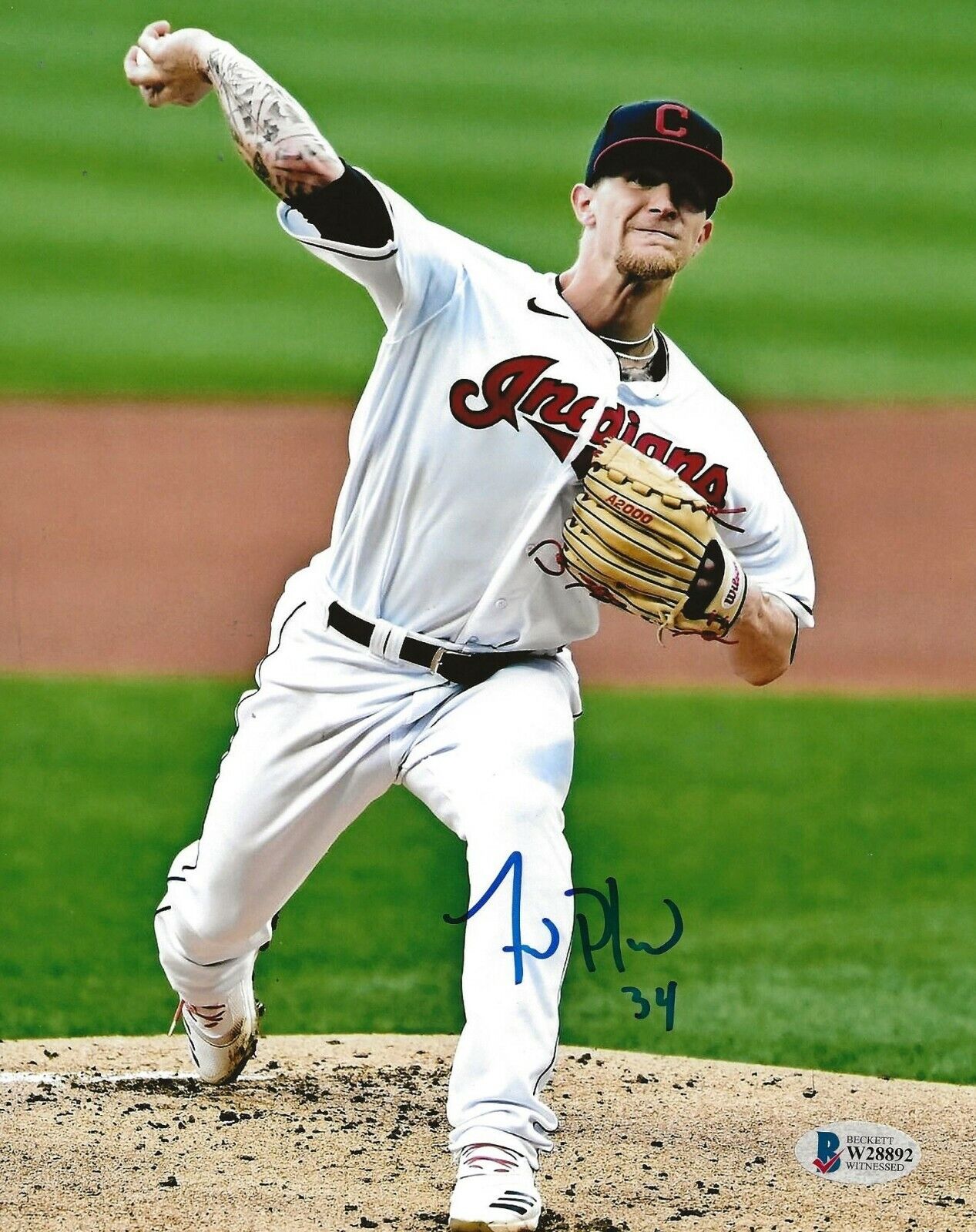 Zach Plesac signed Cleveland Indians 8x10 Photo Poster painting #3 Beckett Witnessed