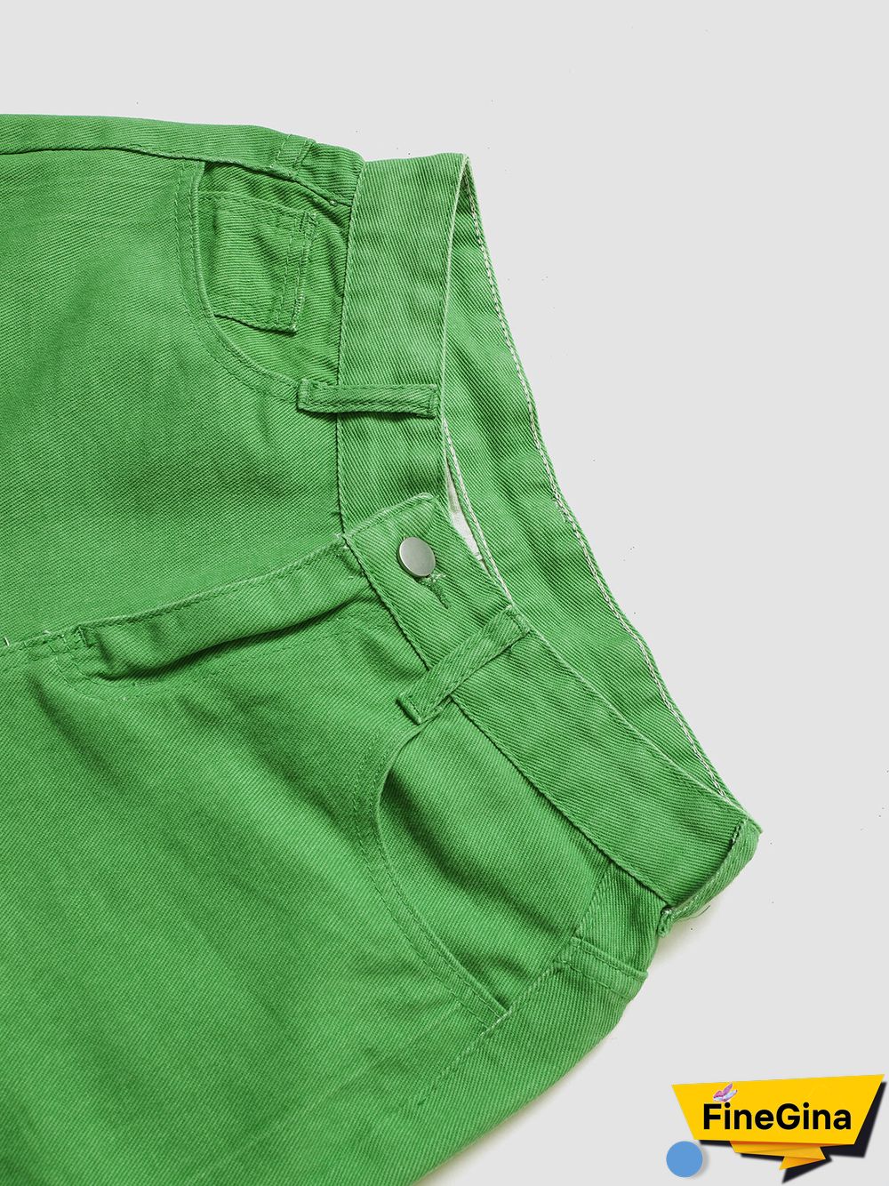 Women Solid Pocket Casual Straight Leg Denim Jeans