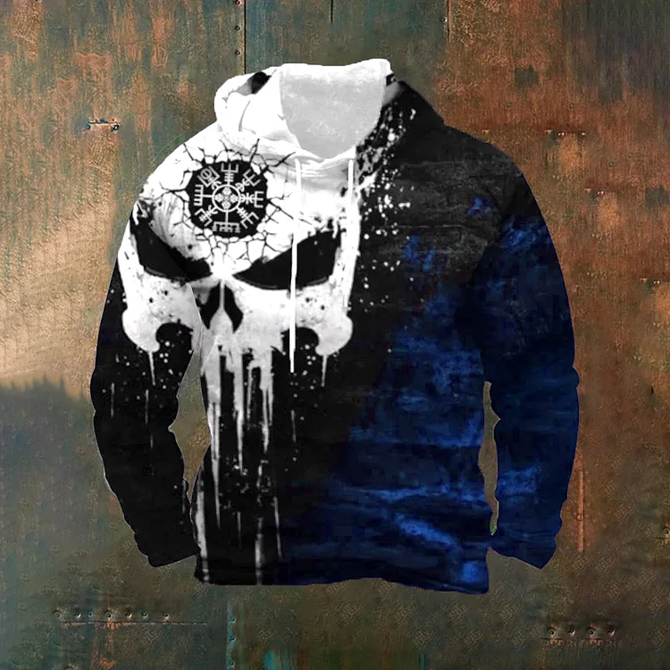 Men's Viking Skulls Printed Hoodie