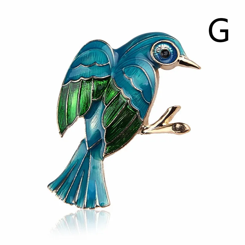 Women Bird Phoenix Owl Swallow Woodpecker Enamel Bird Brooches Women Alloy Brown Grey Bird Animal Party Casual Brooch Pins Gifts