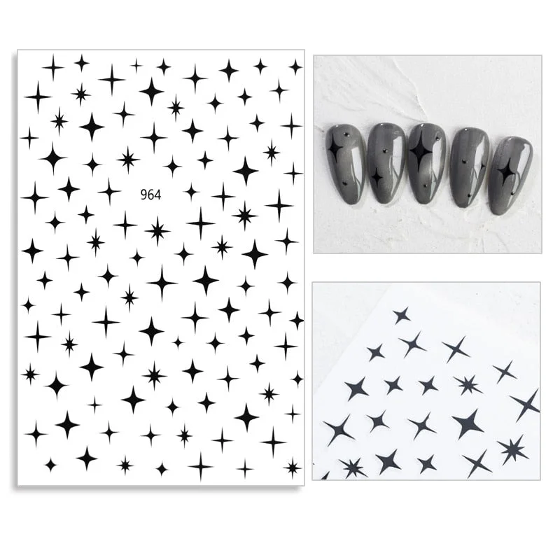 3D Laser Star Nail Sticker Decals Self-adhesive Holographic Sparkle Star Design Stickers for Salon Manicure Nail Art Decoration-Nail Inspo