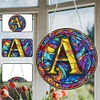 (Upgrade Size)DIY Double Sided Diamond Painting Alphabet Family Last Name Initial Sign Ornament with Chain Window Hanging Kit