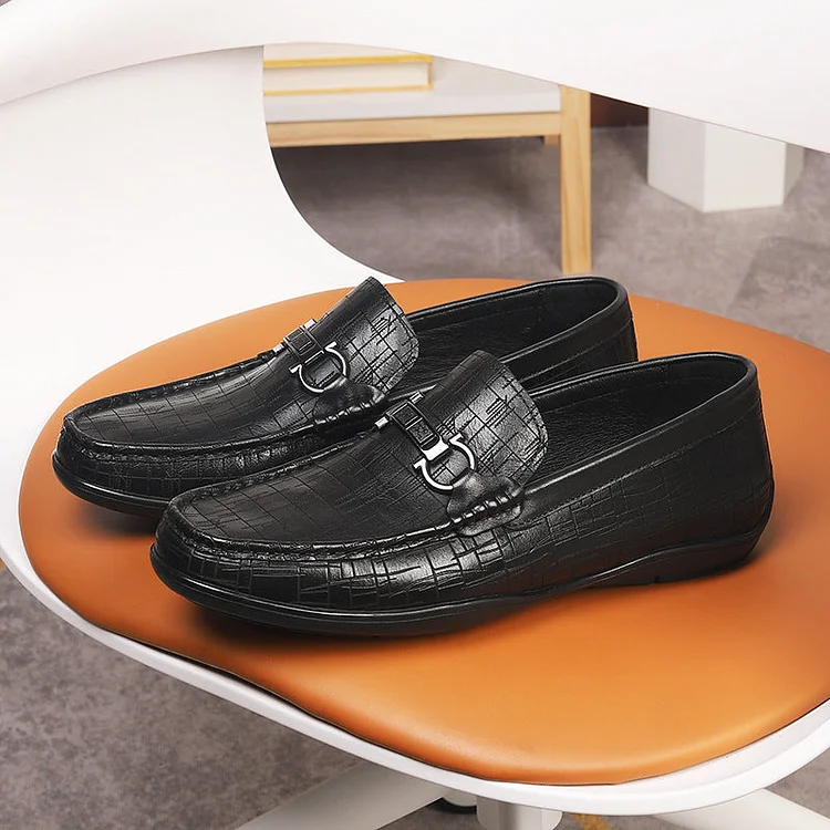 Loafers for Men Men Business Casual Leather Shoes Soft Leather Soft Bottom Lazybones' Shoes