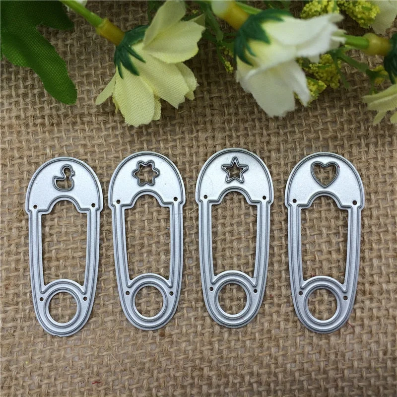 4pcs Safety Pin Metal Cutting Dies Stencil Scrapbooking Photo Album Card Paper Embossing Craft DIY