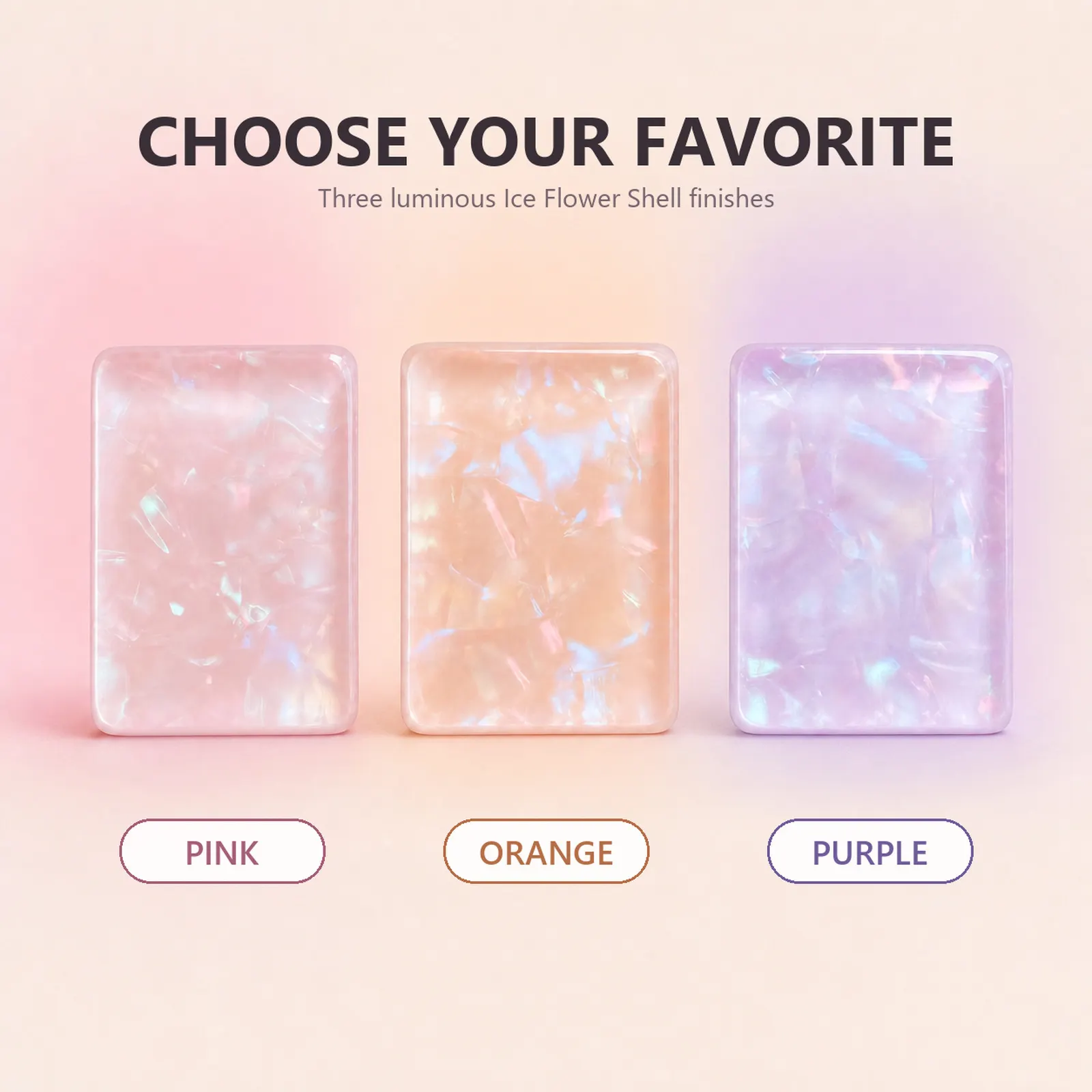 Three colorways in the Ice Flower Shell collection.