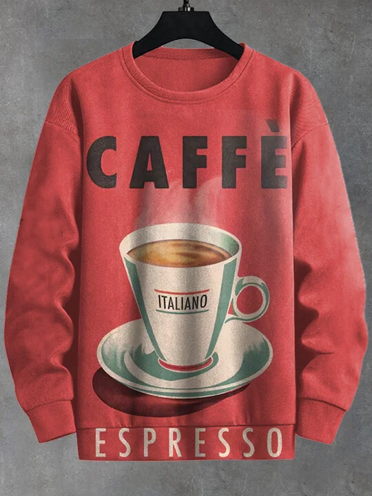 Men's Caffe Espresso Art Print Casual Sweatshirt