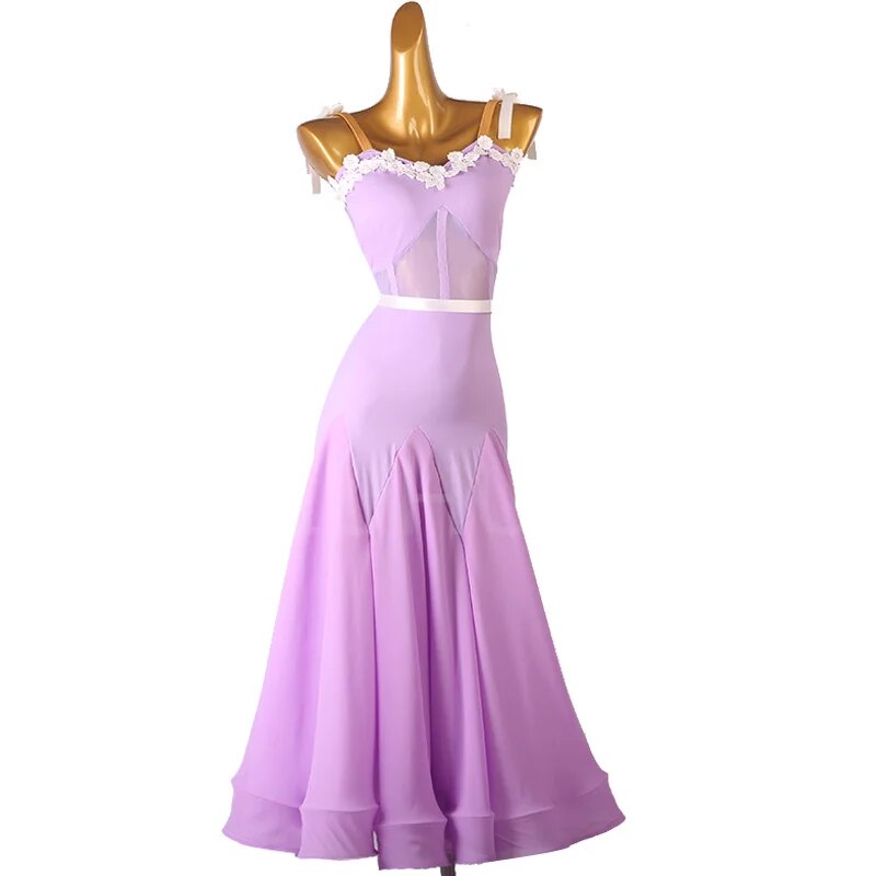 Pink Color Modern Dance Dress Women Tango Ballroom Skirt Party Dress Quickstep Modern Standard Competition Costumes