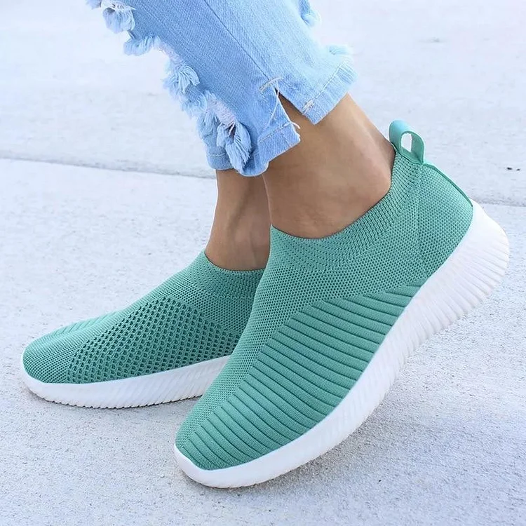 Women Shoes Knitting Sock Sneakers Slip On Flat Shoes QueenFunky