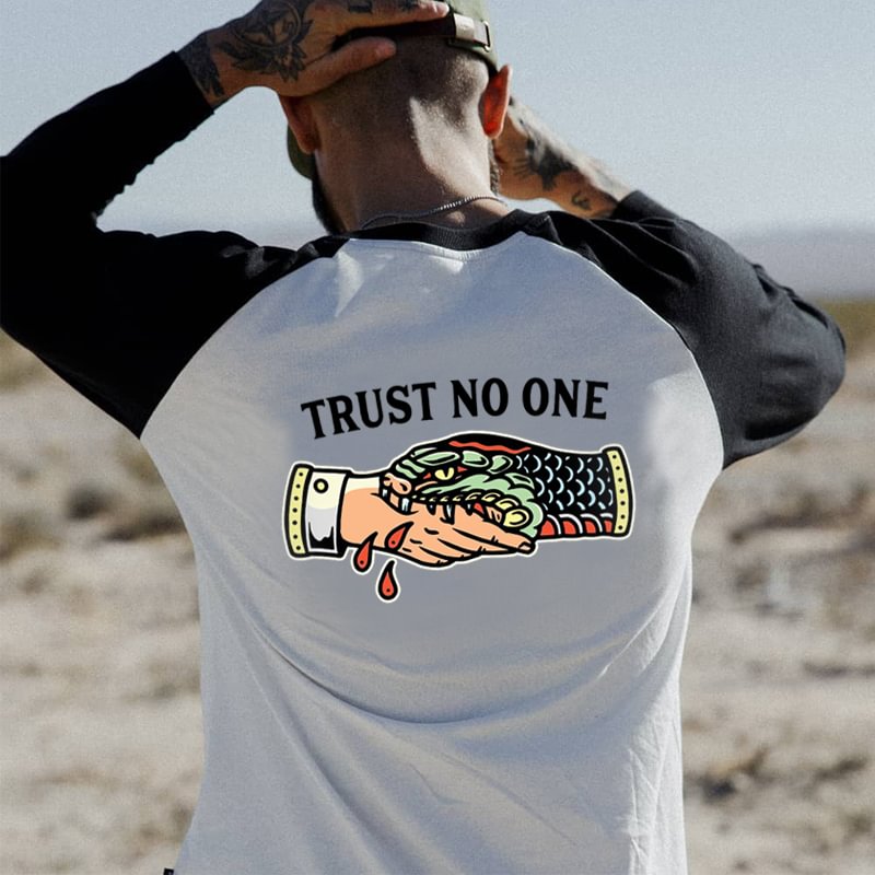 UPRANDY Patchwork Trust No One Python Bite Printed Men's T-shirt -  UPRANDY