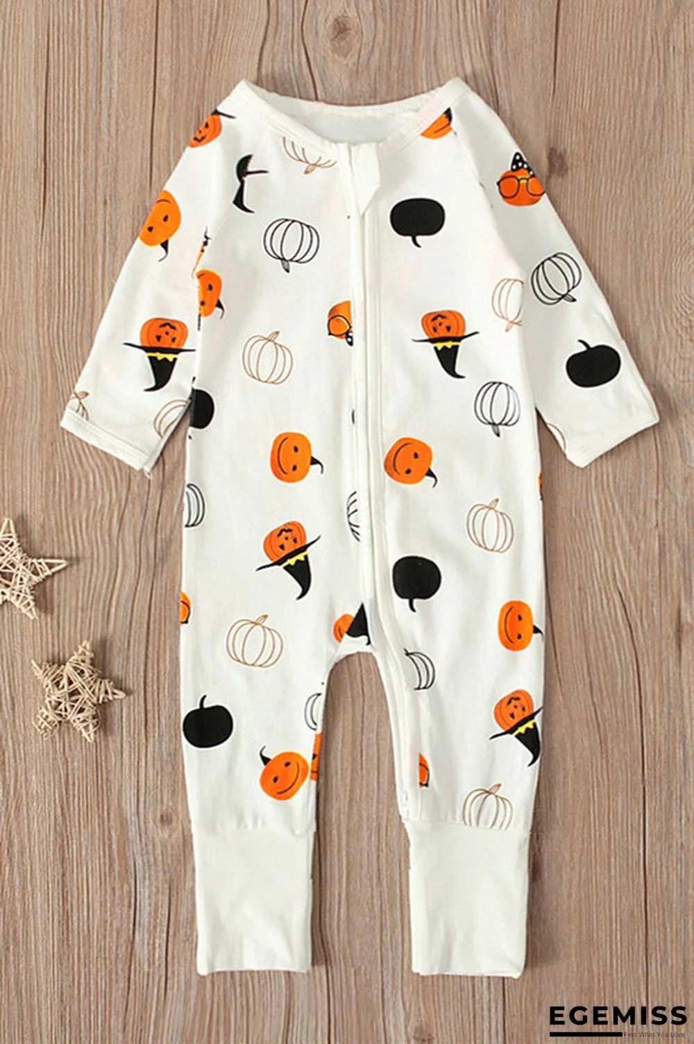 White Fashion Long Sleeve Basic Regular Sleeve Print Children's Jumpsuit | EGEMISS