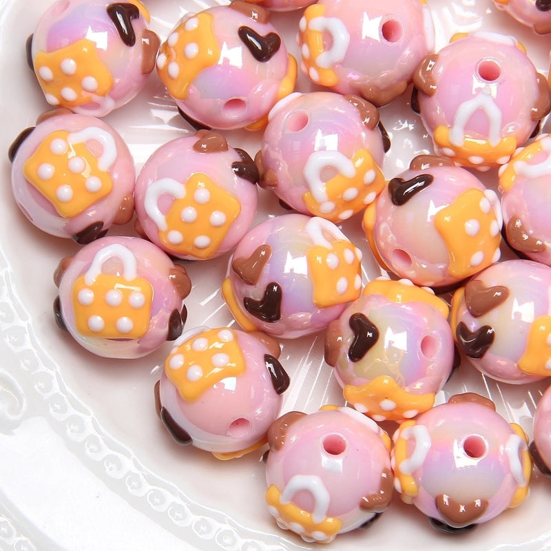 5 Pieces Summer New Heavy Oil Hand-Painted Beads Diy Beaded Diy Mobile Phone Chain Car Hanging Bag Hanging Chain Head Rope Beads