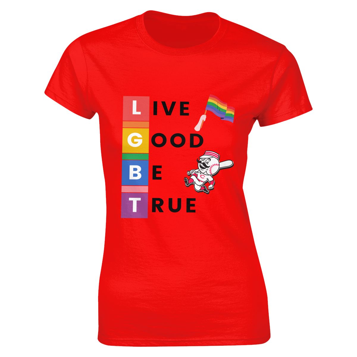 Cincinnati Reds LGBT Pride Women's Soft Cotton T-Shirt