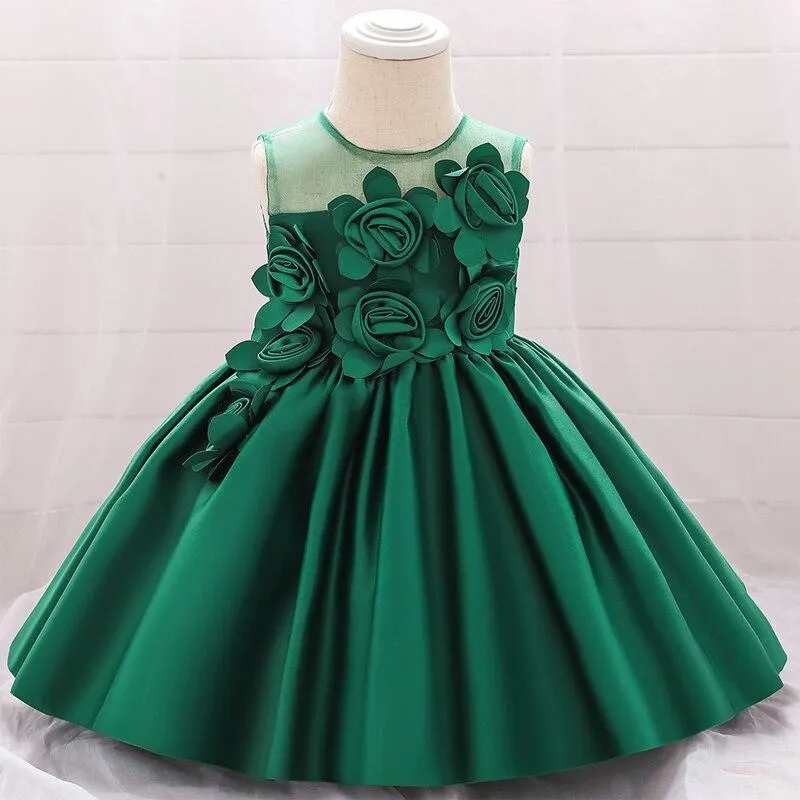 2021 Summer Pageant  Infantil 1st Birthday Dress For Baby Girl Baptism Clothes Floral Princess Dresses Toddler Party Wedding